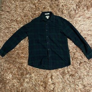 LL Bean medium blue and green flannel